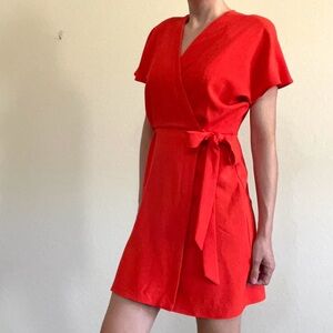 Topshop Red Wrap Mini Dress